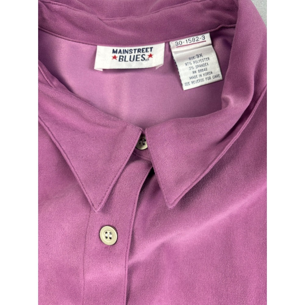 Mainstreet Blues Vintage Mauve Purple Faux Suede Button Front Shirt 3X Plus - Picture 2 of 8